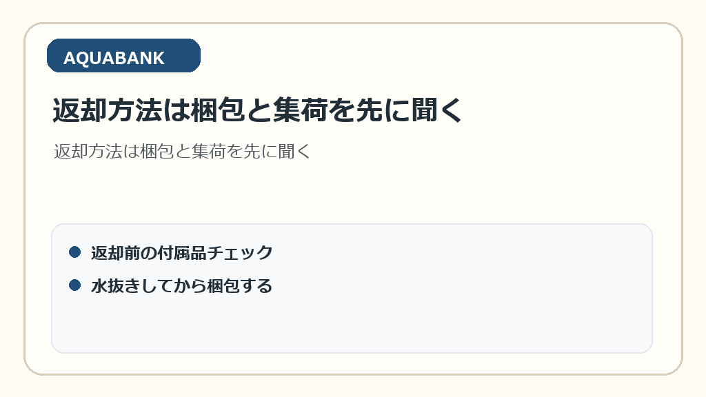 返却方法は梱包と集荷を先に聞く